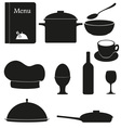 Set kitchen icons for restaurant cooking black vector image