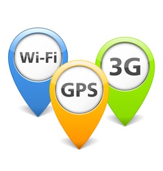 Wi-Fi 3G and GPS Icons vector image