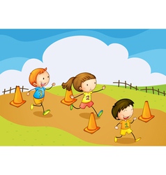 Kids running vector image