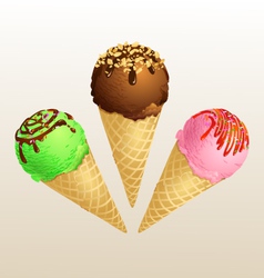 Ice cream three cone vector image