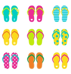 Summer flip flops set isolated on white vector image