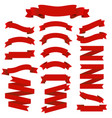 Red ribbons big set vector image
