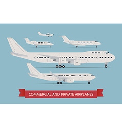 Commercial and Private Airplane Icon Set vector image