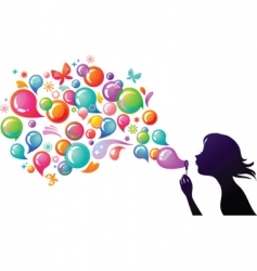 Kids playing girl blowing bubbles vector image