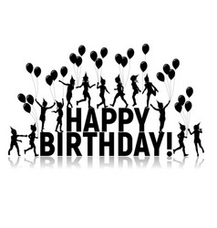 Silhouettes letters and children with balloons Silhouettes letters and children with balloons vector image