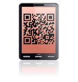 Tablet computer with qr code vector image