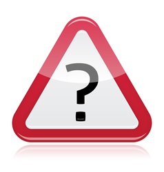 Warning attention red glossy sign with question ma vector image