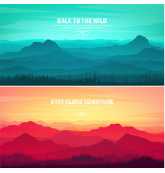 Mountains and forest wild nature landscape vector image