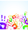 Colorful hand prints background vector image