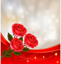 Red roses and red ribbons vector image