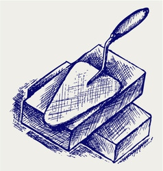 Trowel and bricks vector image