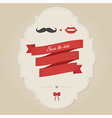 Vintage wedding invitation with lips and moustache vector image