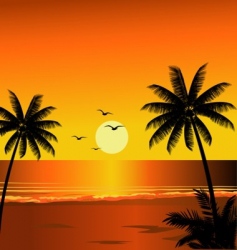 Beach sunset vector image