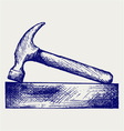 Hammer and bricks vector image