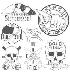 Set of emblems with human skull and knife Set of emblems with human skull and knife vector image