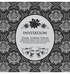 Floral Damask Invitation Card vector image