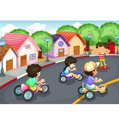 Kids playing on the road vector image