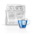 Newspaper with cup of tea vector image