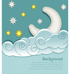 Vintage background with the moon clouds and stars vector image