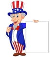 Uncle sam cartoon with blank sign vector image