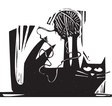 Cat playing with yarn vector image