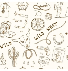 Hand drawn wild west seamless pattern Hand drawn wild west seamless pattern vector image
