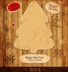 Vintage Xmas tree card vector image