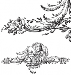 Antique floral scroll ornament engraving vector image