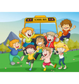Kids and school bus vector image