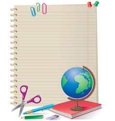 NOTEPAD WITH SCHOOL SUPPLIES vector image