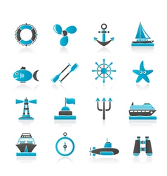 Marine and sea icons vector image
