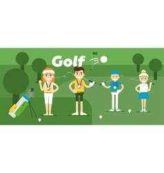 Golf team on award with medals vector image