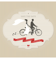 Vintage wedding invitation with tandem bicycle vector image