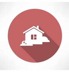 House with shrubs icon vector image