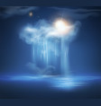Sea night landscape with thunderstorm and light vector image