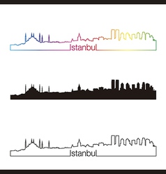 Istanbul skyline linear style with rainbow vector image