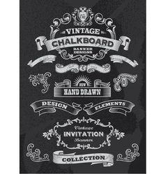 Retro Banner and ribbon blackboard design set vector image