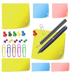 Post it note paper pencil vector image