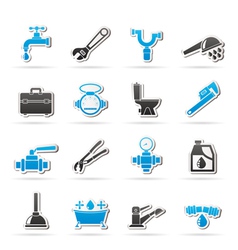 Plumbing objects and tools icons Plumbing objects and tools icons vector image