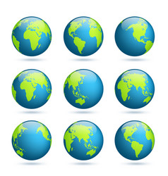 Earth globe world map set planet with continents vector image