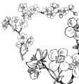 Antique flowers corner engraving vector image