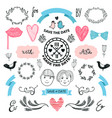 Wedding graphic set arrows hearts laurel vector image