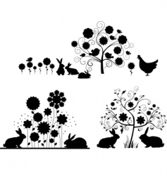 Set of Easter silhouettes vector image