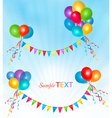 Holiday background with ballons and colorful flags vector image
