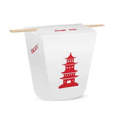 Chinese restaurant closed take out box with chopst vector image