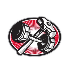 Dumbbell and Sledgehammer Retro vector image