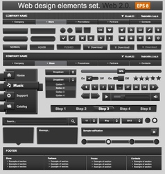 Web design elements set black vector image