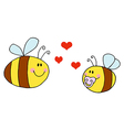 Mother Bee Flying With Baby Bee vector image