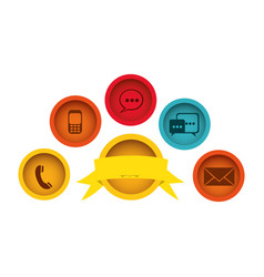 Technology apps connections with emblem and ribbon Technology apps connections with emblem and ribbon vector image