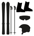 Ski equipment icon set silhouette vector image